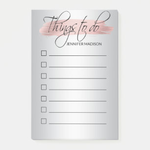 Post-it® CHOSES modernes d'argent d'aluminium de rose de