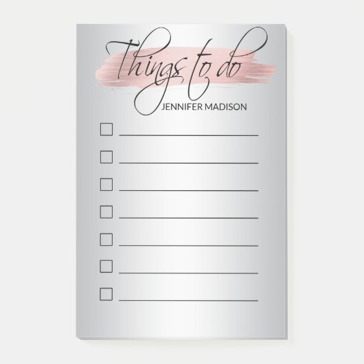 Post-it® CHOSES modernes d'argent d'aluminium de rose de (Devant)