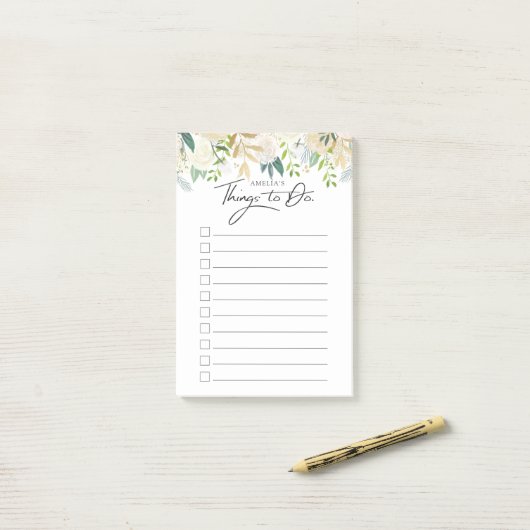 Post-it® Choses personnalisées par | blanches de rose pour (Sur un bureau)