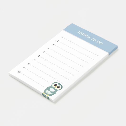 Post-it® Chouette Bleue En Acier Cute & Choses Modifiables  (Incliné)