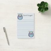 Post-it® Chouette Bleue Mignonne Lignée (Bureau)