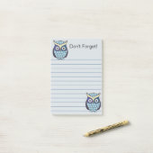 Post-it® Chouette Bleue Mignonne Lignée (Sur un bureau)