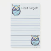 Post-it® Chouette Bleue Mignonne Lignée (Devant)