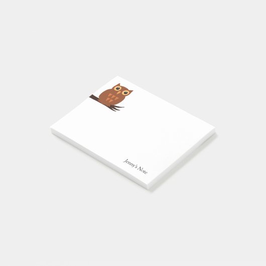 Post-it® Chouette Brown sur la branche de l'arbre Nom perso (Incliné)
