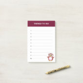 Post-it® Chouette burgundy mignonne & Choses à faire modifi (Sur un bureau)