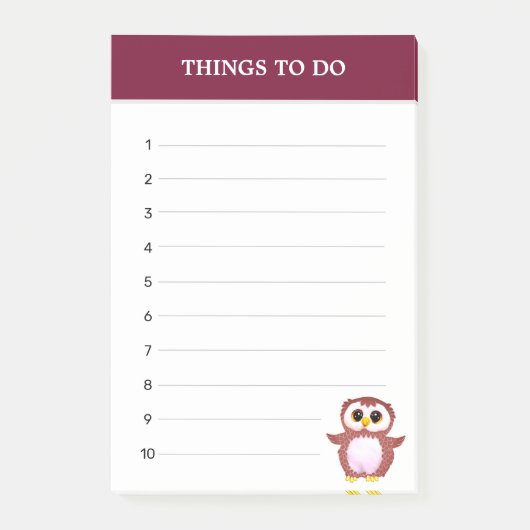 Post-it® Chouette burgundy mignonne & Choses à faire modifi (Devant)