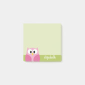 Post-it® Chouette caricaturale mignonne - rose et vert citr (Devant)