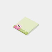 Post-it® Chouette caricaturale mignonne - rose et vert citr (Incliné)