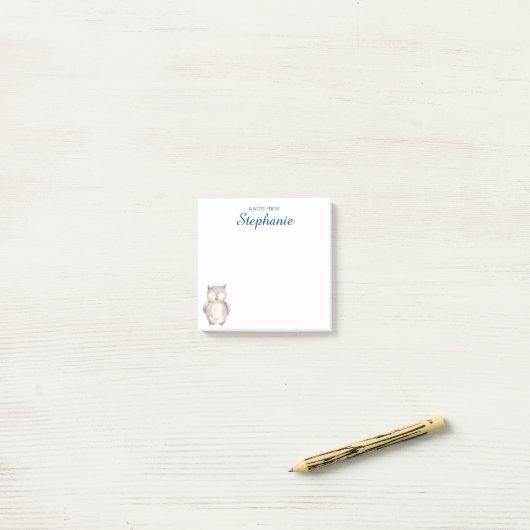 Post-it® Chouette d'aquarelle mignonne (Sur un bureau)