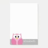 Post-it® Chouette de dessin mignonne - Nom personnalisé ros (Devant)