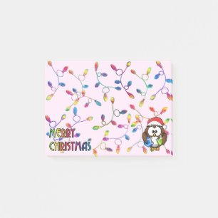Post-it® Chouette de Père Noël et lumières de Noël