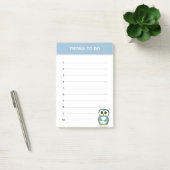 Post-it® Chouette en acier bleu mignonne et choses à faire (Bureau)