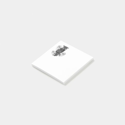 Post-it® Chouette grise Orchidées blanches (Incliné)