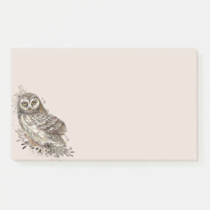 Post-it® Chouette mignonne, Aquarelle Oiseau Nature Bloc-no