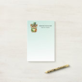 Post-it® Chouette mignonne dans un chapeau vert (Sur un bureau)