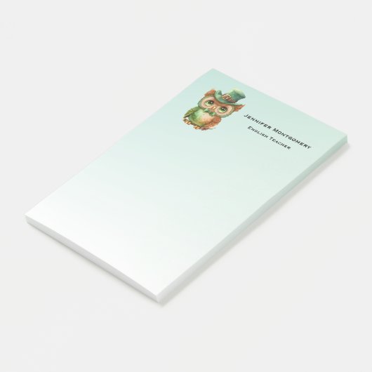 Post-it® Chouette mignonne dans un chapeau vert (Incliné)