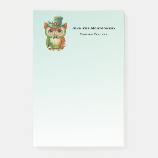 Post-it® Chouette mignonne dans un chapeau vert (Devant)