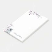Post-it® Chouette mignonne Monogramme gris rose (Incliné)