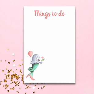 Post-it® Chouette mignonne rose et verte de sirène choses à