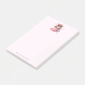 Post-it® Chouette rose mignonne en coupe (Incliné)