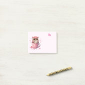 Post-it® Chouette rose mignonne en coupe (Sur un bureau)