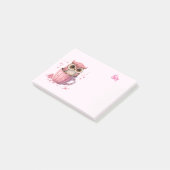 Post-it® Chouette rose mignonne en coupe (Incliné)