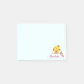 Post-it® Chouette sur branche avec Fleurs roses Nom personn (Devant)