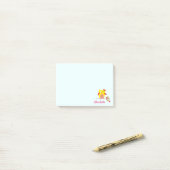 Post-it® Chouette sur branche avec Fleurs roses Nom personn (Sur un bureau)