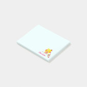 Post-it® Chouette sur branche avec Fleurs roses Nom personn (Incliné)