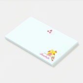 Post-it® Chouette sur branche avec Fleurs roses Nom personn (Incliné)