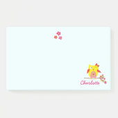 Post-it® Chouette sur branche avec Fleurs roses Nom personn (Devant)