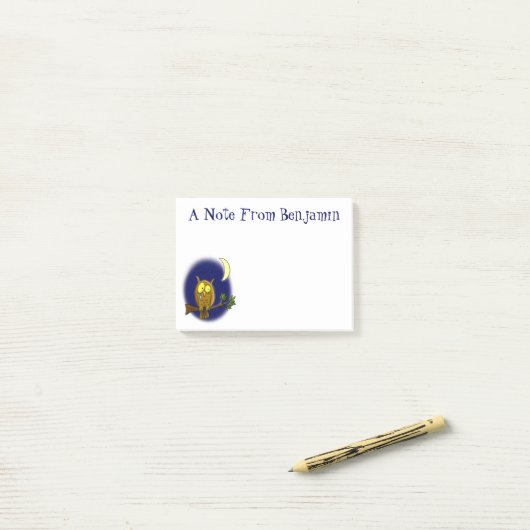 Post-it® Chouette triste avec larmes et lune manquant ton d (Sur un bureau)