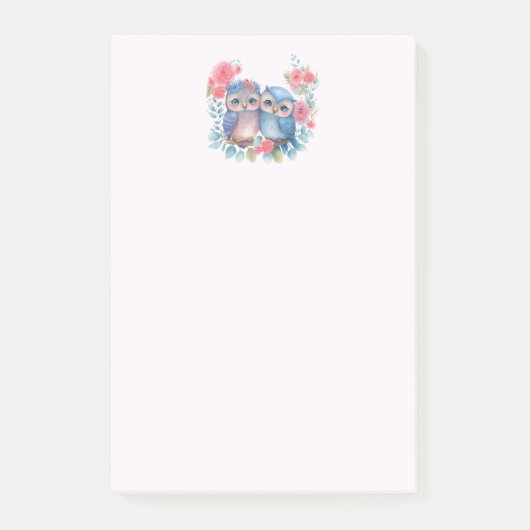 Post-it® Chouettes amoureuses Assis sur une branche d'arbre (Devant)