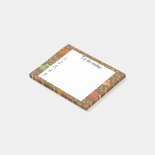 Post-it® Chouettes mignonnes sur la note Post Brown It (Incliné)