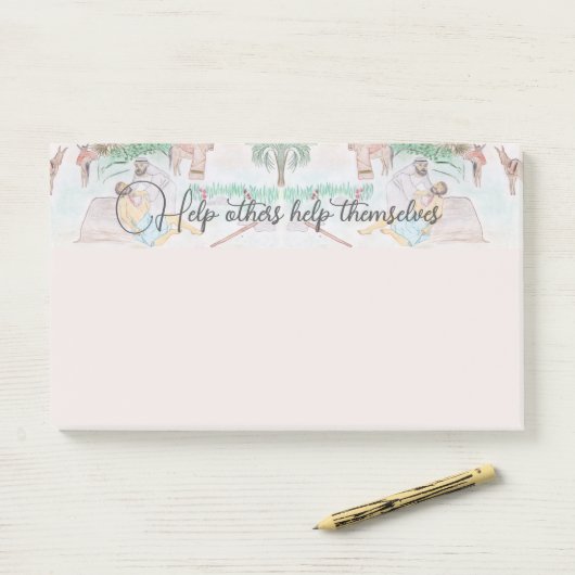 Post-it® Christian Artwork Le bon samaritain (Sur un bureau)