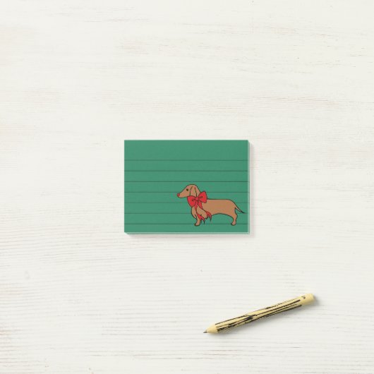 Post-it® Christmas Dachshund Post It Notes Cadeau (Sur un bureau)