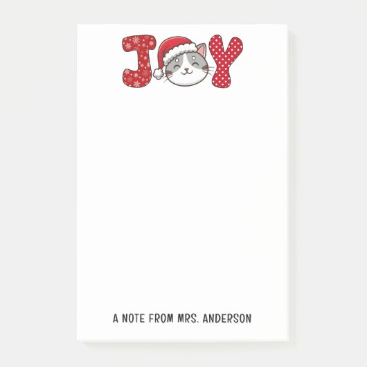 Post-it® Christmas Kitty Chat "JOY" Personnalisé (Devant)