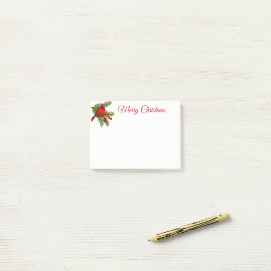 Post-it® Christmas Post it Notes Notepad-Cardinal Rouge (Sur un bureau)