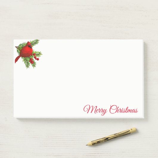 Post-it® Christmas Post it Notes Notepad-Cardinal Rouge (Sur un bureau)