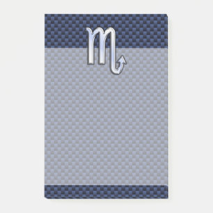 Post-it® Chrome Scorpio Zodiac Sign on Blue Carbon Fibre