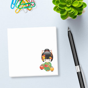 Post-it® Chute Poupée Kokeshi - Green Kimono Geisha Girl