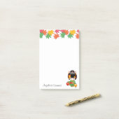 Post-it® Chute Poupée Kokeshi - Green Kimono Geisha Girl (Sur un bureau)