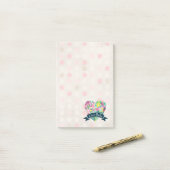 Post-it® Ciao Bella Cute Coeur Floral sur Cercles roses (Sur un bureau)