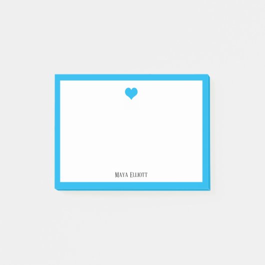 Post-it® Ciel bleu clair Coeur et frontière sur blanc avec  (Devant)