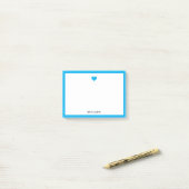 Post-it® Ciel bleu clair Coeur et frontière sur blanc avec  (Sur un bureau)