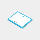 Post-it® Ciel bleu clair Coeur et frontière sur blanc avec  (Incliné)