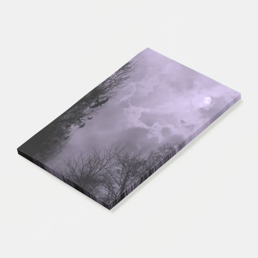 Post-it® Ciel violet d'Halloween hanté avec Ravens Post-its (Incliné)