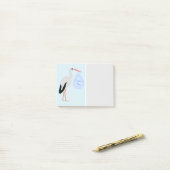Post-it® Cigogne Bébé Garçon Bleu Mignon (Sur un bureau)