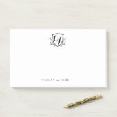 Post-it® Cimetière Couple Personnalisé Monogram Crest (Sur un bureau)