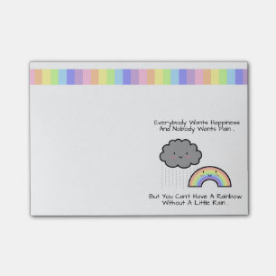 Post-it® Citation de bonheur de nuage de pluie arc-en-ciel